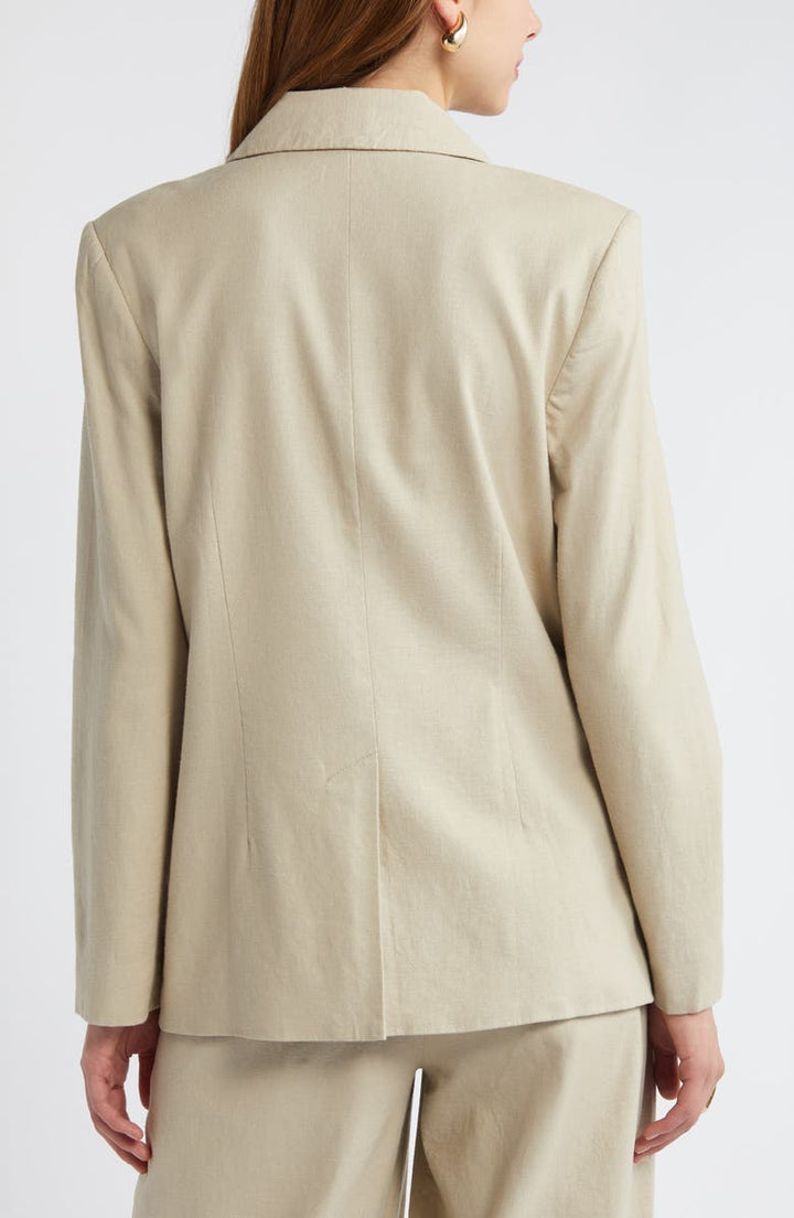 solovedress 2 Piece Beige Peak Lapel Single Buttons Women's Suit (Blazer+Pants)