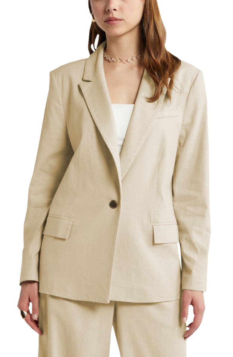 solovedress 2 Piece Beige Peak Lapel Single Buttons Women's Suit (Blazer+Pants)