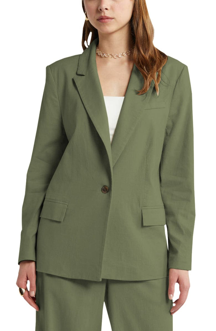 solovedress 2 Piece Beige Peak Lapel Single Buttons Women's Suit (Blazer+Pants)