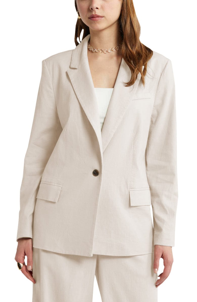 solovedress 2 Piece Beige Peak Lapel Single Buttons Women's Suit (Blazer+Pants)
