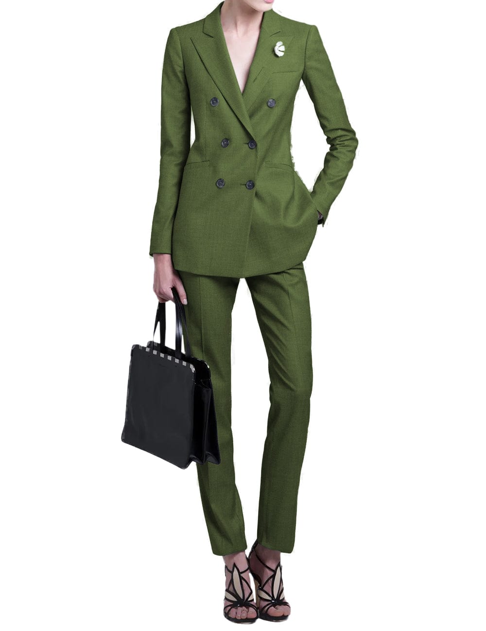 solovedress 2 Piece Double Breasted Peak Lape Women Suit