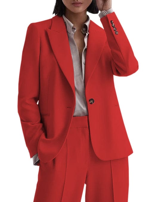 solovedress 2 Piece Pink Business Casual Peak Lapel Women Suit (Blazer+Pants)