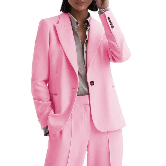 SoloveDress Piece Business Casual Peak Lapel Women Suit (Blazer+Pants)