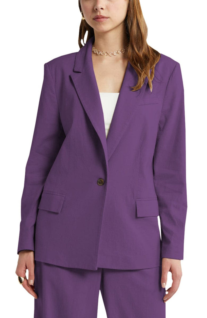 solovedress 2 Piece Pink Linen Peak Lapel Women's Suit (Blazer+Pants)