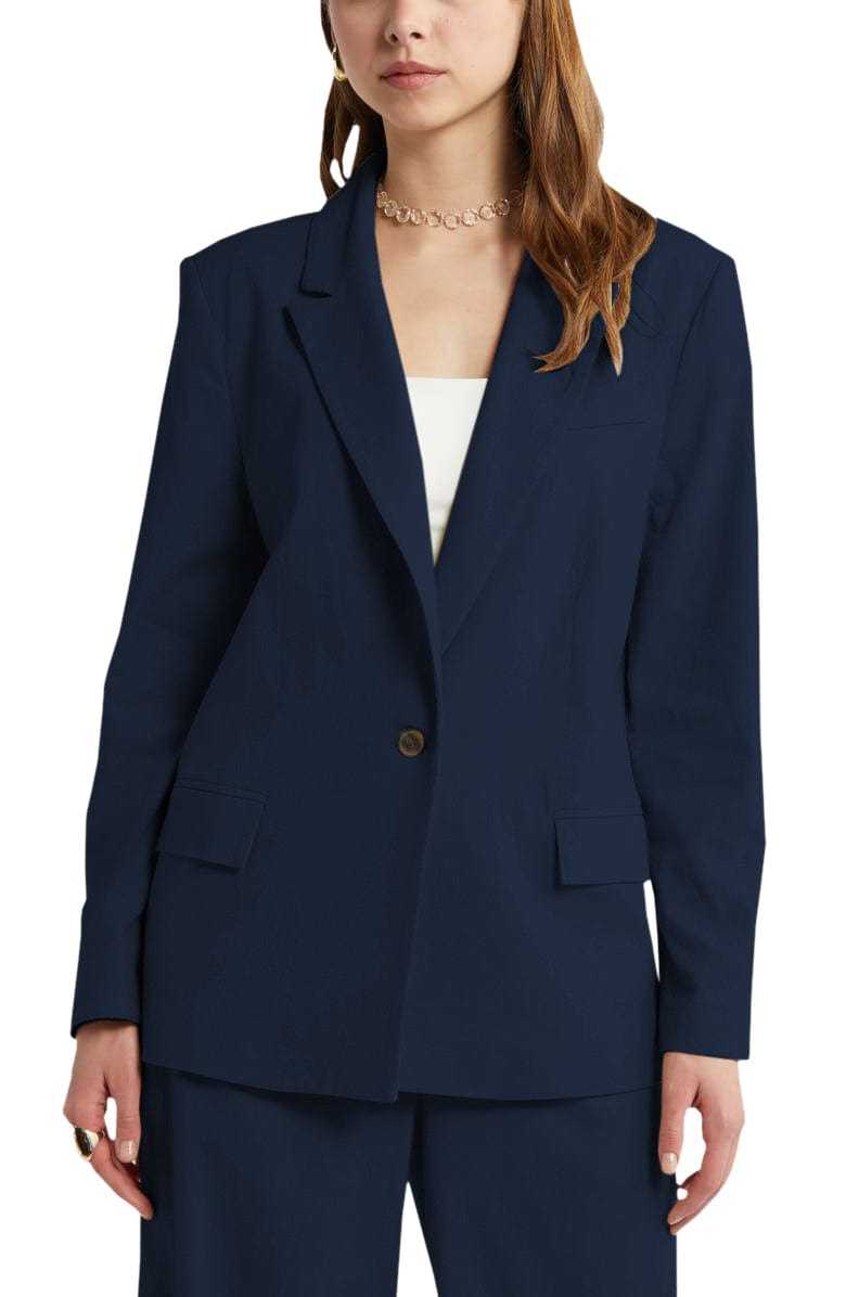 solovedress 2 Piece Pink Linen Peak Lapel Women's Suit (Blazer+Pants)