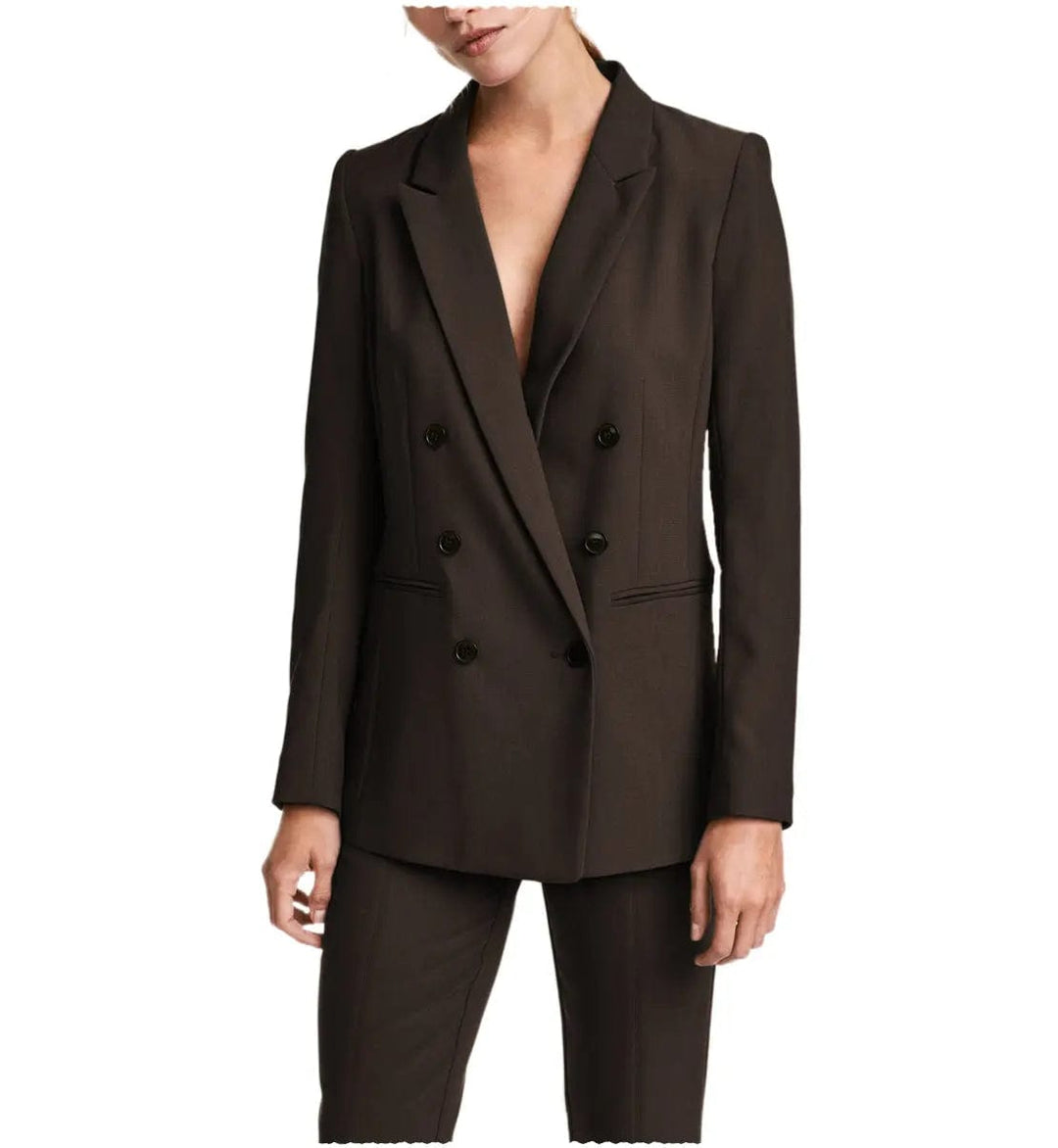 solovedress 2 Pieces Double Breasted Notch Lapel Women Suit(Blazer+Pants)