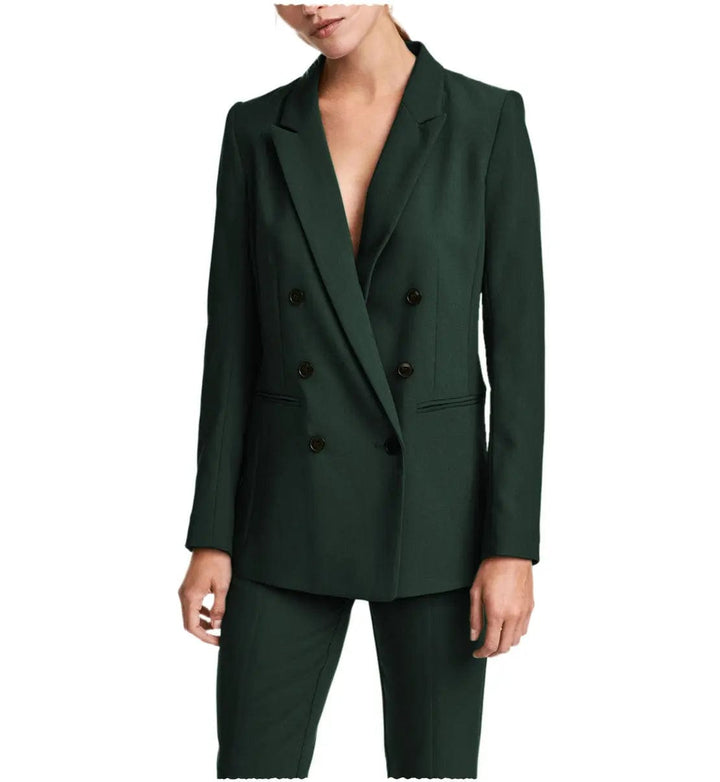 solovedress 2 Pieces Double Breasted Notch Lapel Women Suit(Blazer+Pants)