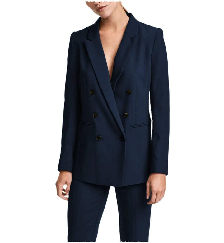 solovedress 2 Pieces Double Breasted Notch Lapel Women Suit(Blazer+Pants)