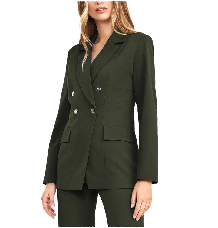 solovedress 2 Pieces Double Breasted Notch Lapel Women Suit(Blazer+Pants)