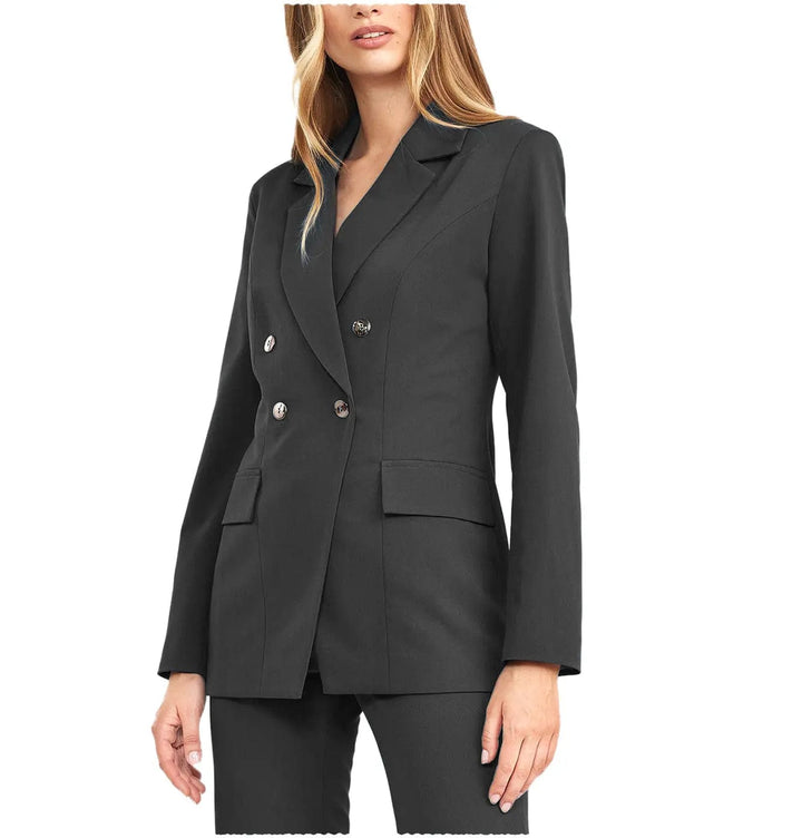 solovedress 2 Pieces Double Breasted Notch Lapel Women Suit(Blazer+Pants)