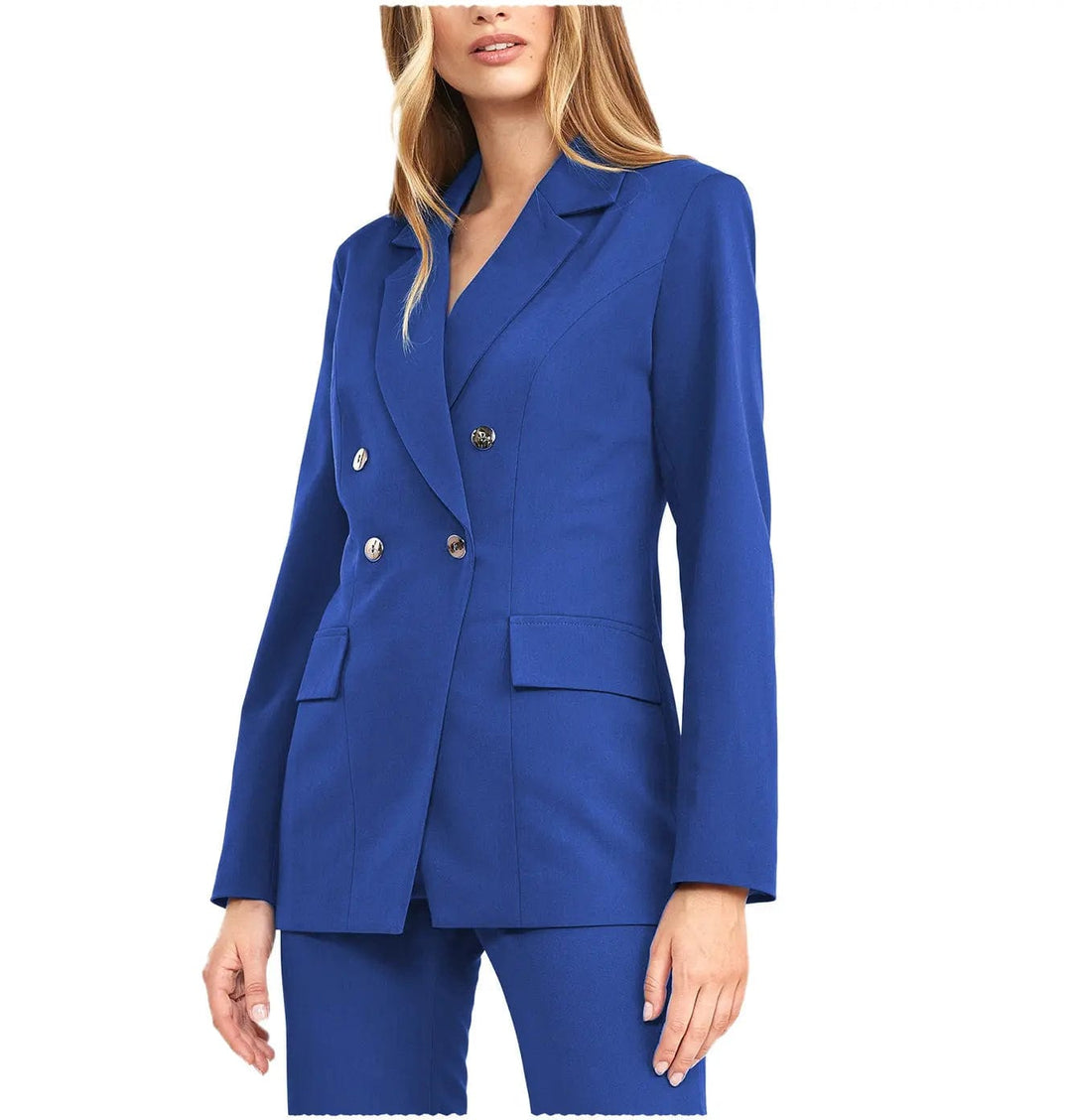 solovedress 2 Pieces Double Breasted Notch Lapel Women Suit(Blazer+Pants)