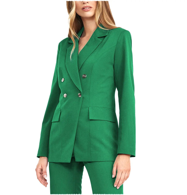 solovedress 2 Pieces Double Breasted Notch Lapel Women Suit(Blazer+Pants)