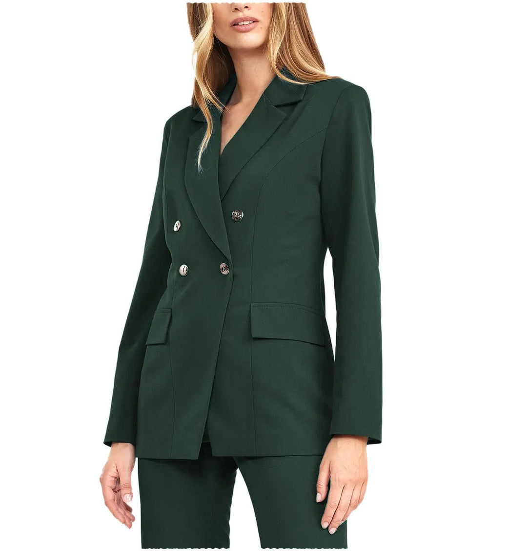 solovedress 2 Pieces Double Breasted Notch Lapel Women Suit(Blazer+Pants)