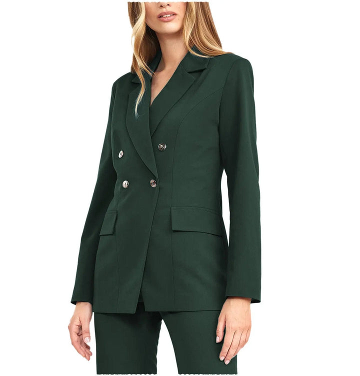 solovedress 2 Pieces Double Breasted Notch Lapel Women Suit(Blazer+Pants)
