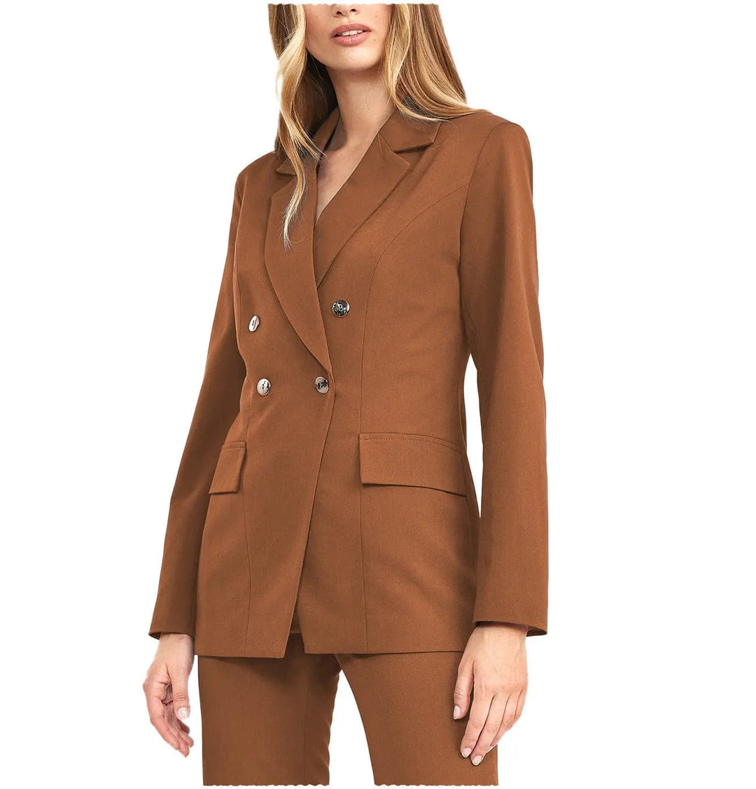 solovedress 2 Pieces Double Breasted Notch Lapel Women Suit(Blazer+Pants)