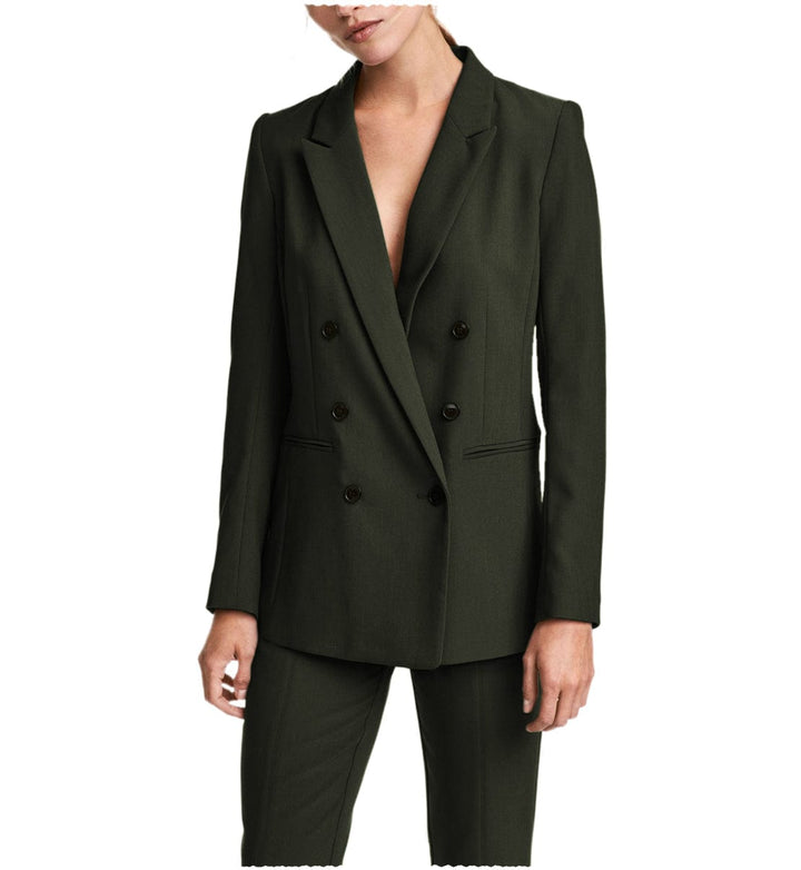 solovedress 2 Pieces Double Breasted Notch Lapel Women Suit(Blazer+Pants)