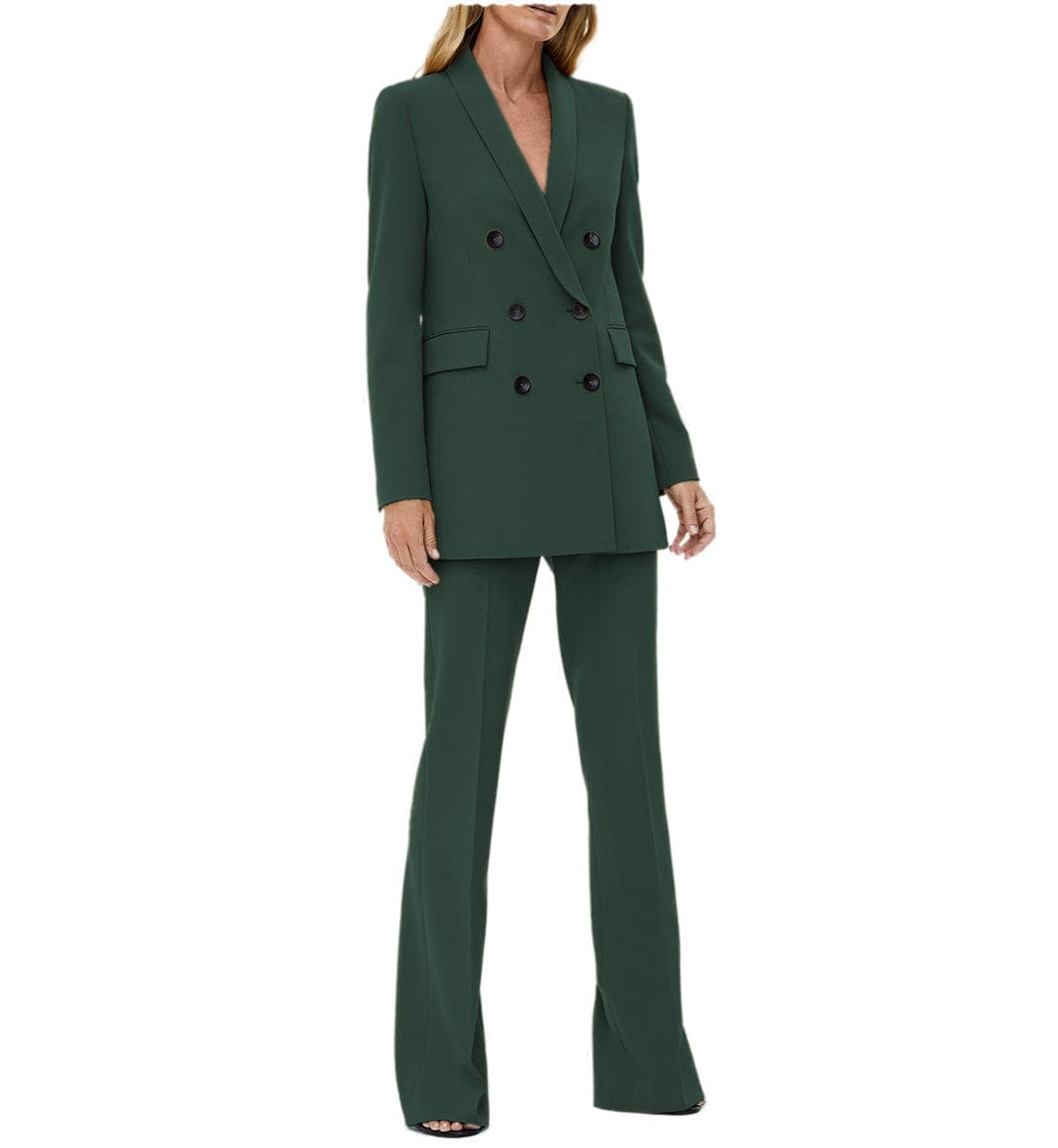 solovedress 2 Pieces Double Breasted Peak Lapel Women Suit