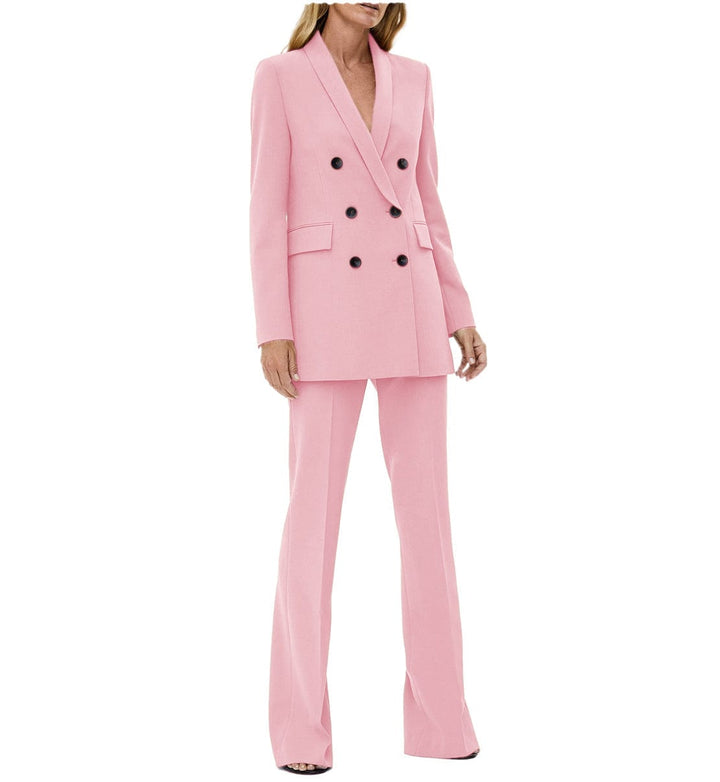 solovedress 2 Pieces Double Breasted Peak Lapel Women Suit