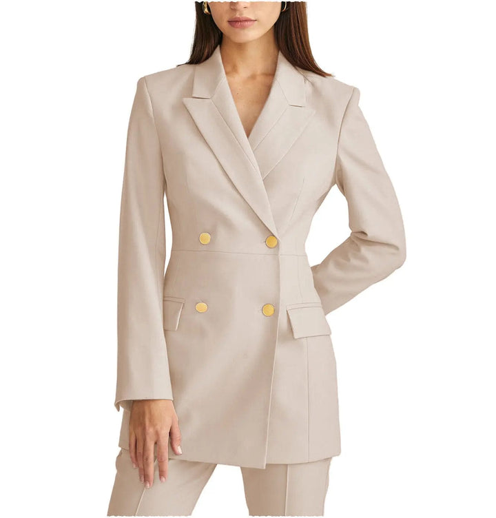 solovedress 2 Pieces Double Breasted Peak Lapel Women Suit (Blazer+Pants)