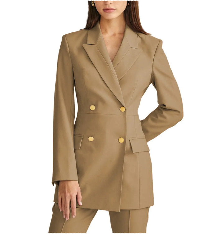 solovedress 2 Pieces Double Breasted Peak Lapel Women Suit (Blazer+Pants)