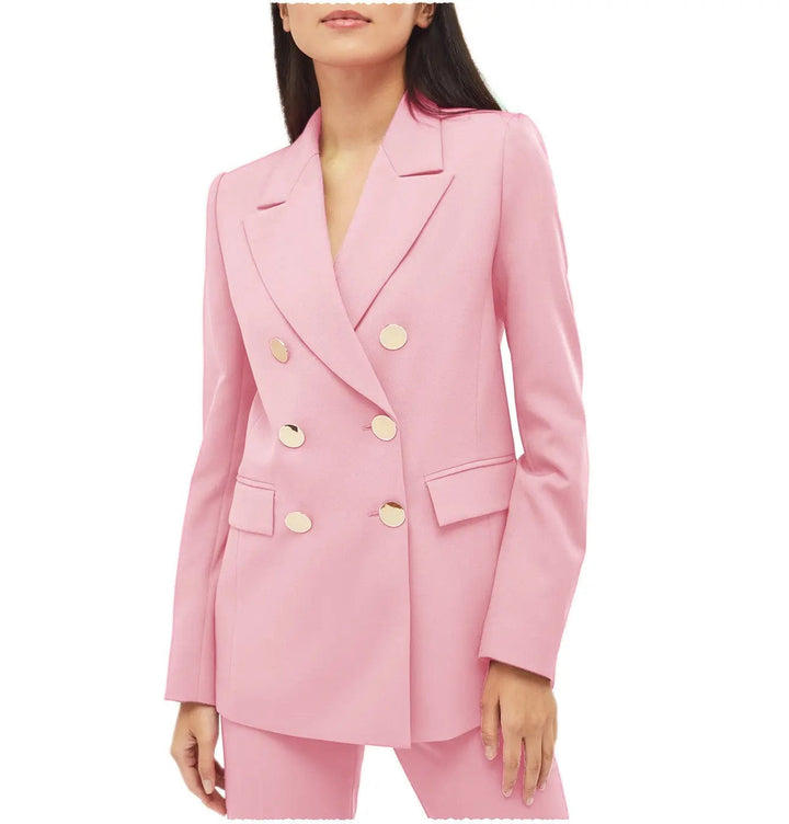solovedress 2 Pieces Notch Lapel Double Breasted Women Suit (Blazer+Pants)