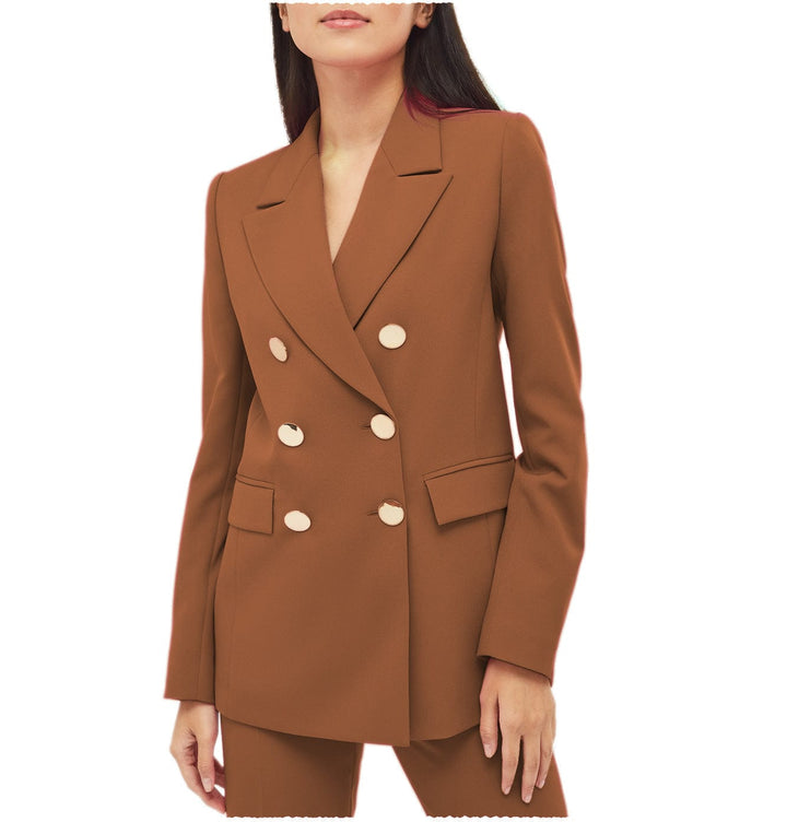 solovedress 2 Pieces Notch Lapel Double Breasted Women Suit (Blazer+Pants)