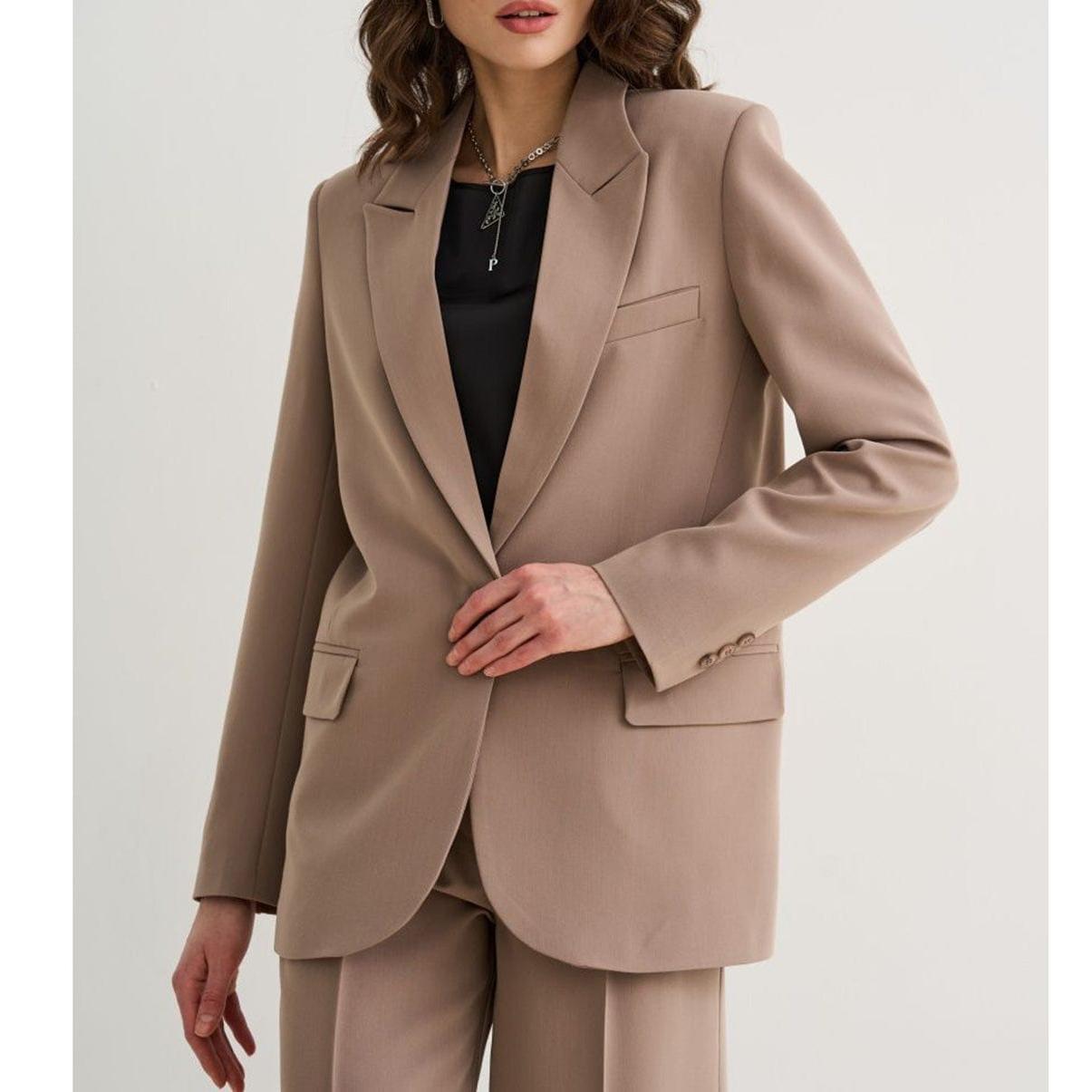 Peak Lapel 2 Piece Ivory Long Blazer Wedding Pant Suits
