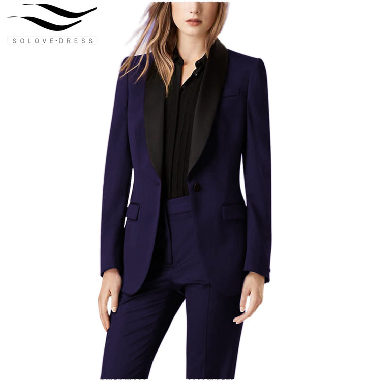 solovedress 2 Pieces Shawl Lapel Single Buttons Women suit (Blazer+Pants)