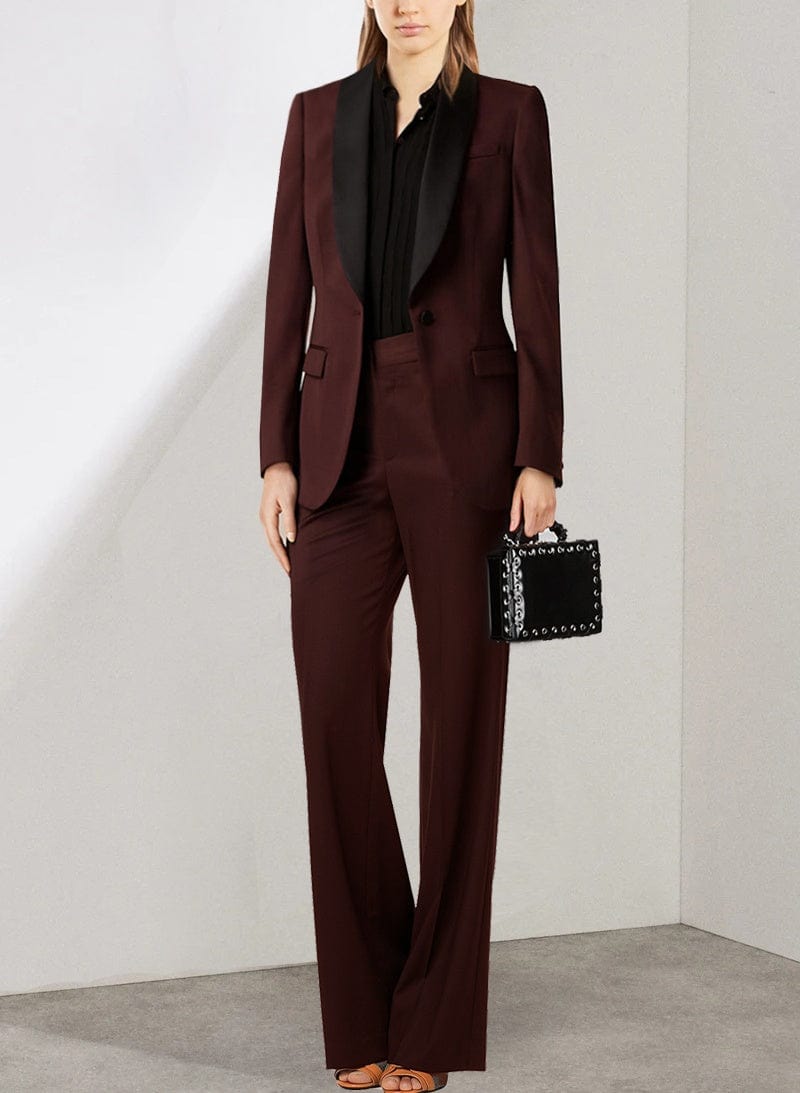 solovedress 2 Pieces Shawl Lapel Single Buttons Women suit (Blazer+Pants)