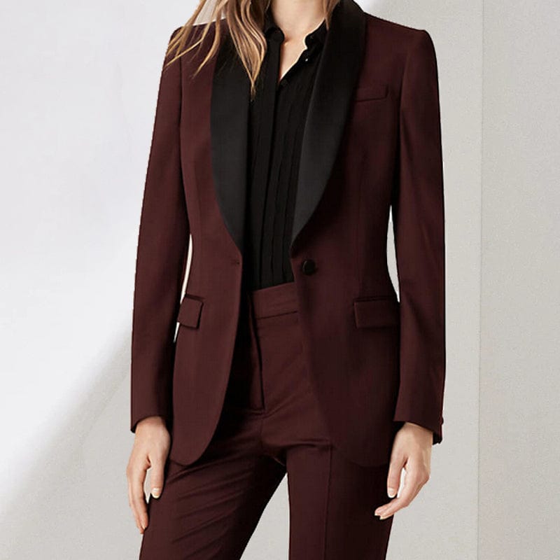 solovedress 2 Pieces Shawl Lapel Single Buttons Women suit (Blazer+Pants)