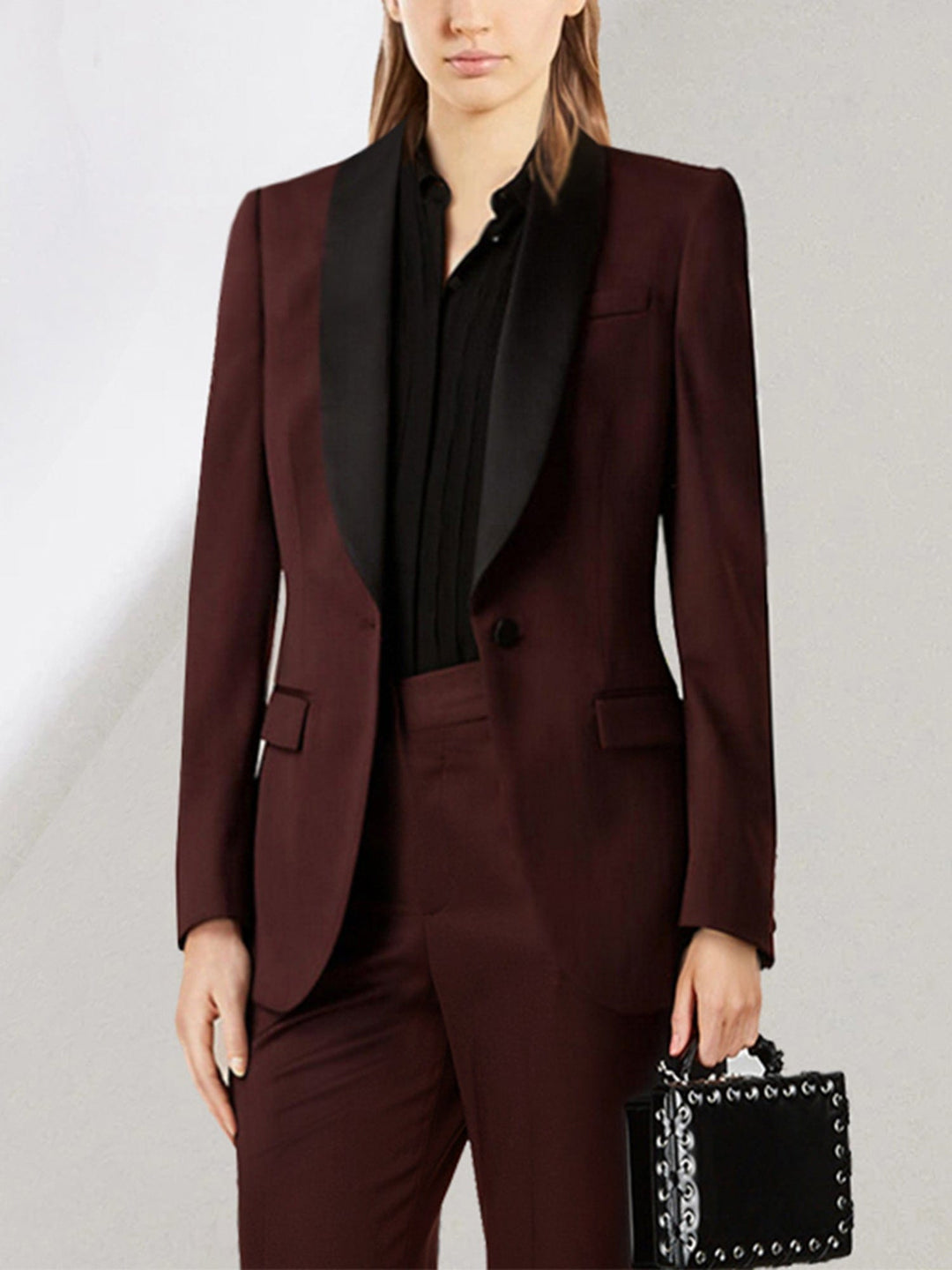 solovedress 2 Pieces Shawl Lapel Single Buttons Women suit (Blazer+Pants)