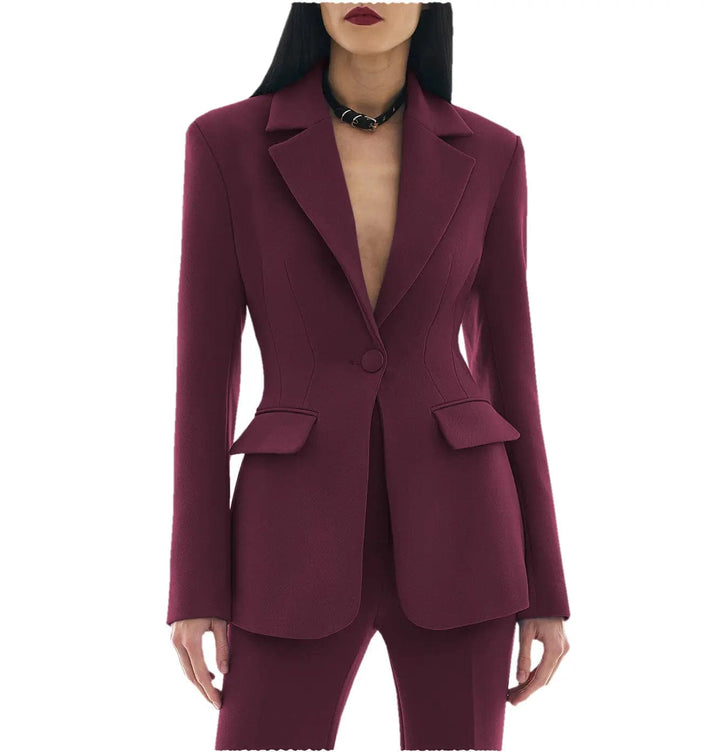 solovedress 2 Pieces Single Buttons Notch Lapel Women Suit(Blazer+Pants)