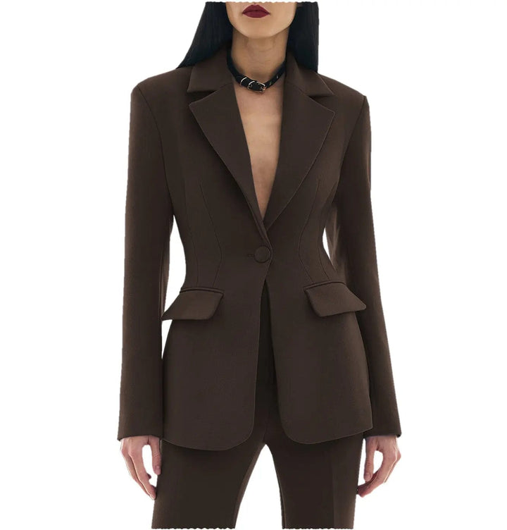 solovedress 2 Pieces Single Buttons Notch Lapel Women Suit(Blazer+Pants)
