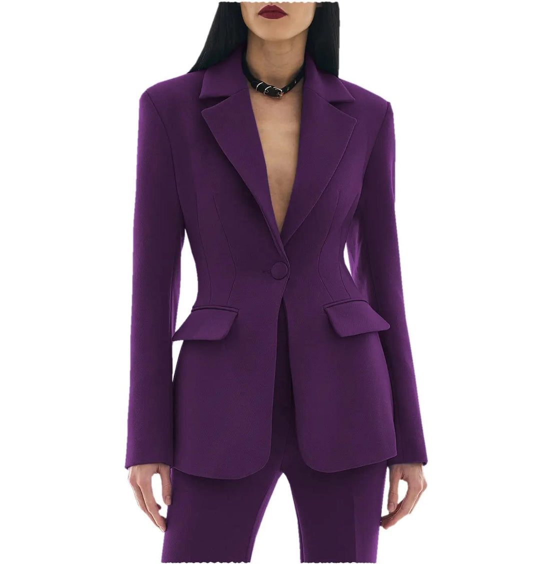 solovedress 2 Pieces Single Buttons Notch Lapel Women Suit(Blazer+Pants)
