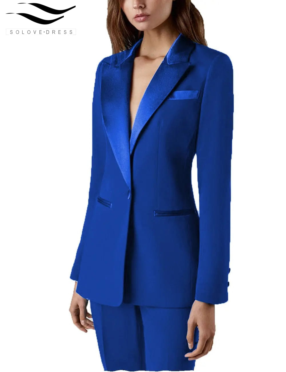 solovedress 2 Pieces Single Buttons Peak Lapel Women Suit