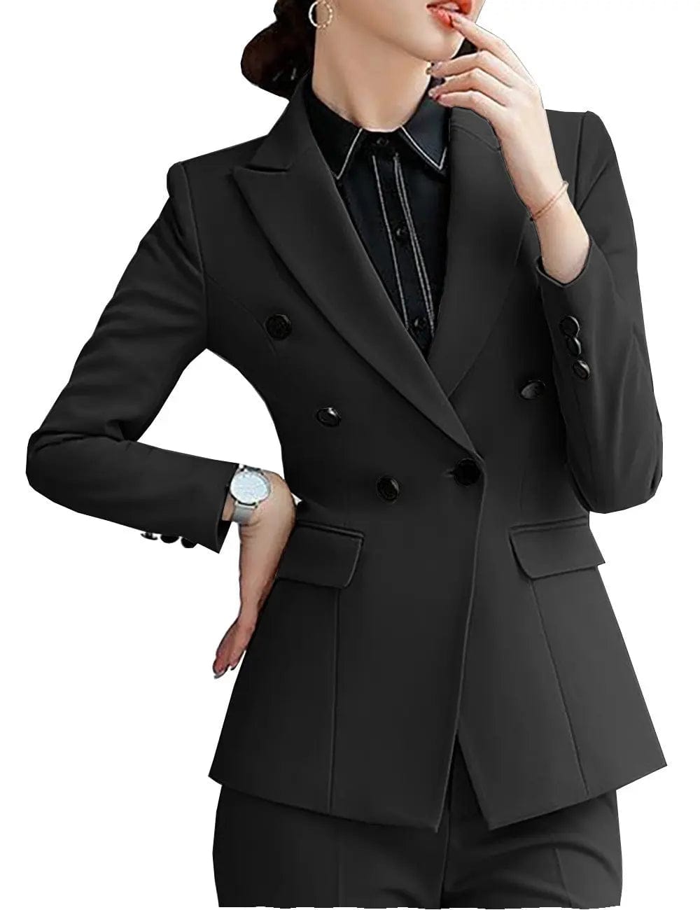 solovedress 2 Pieces Women Suit Peak Lapel Double Buttons