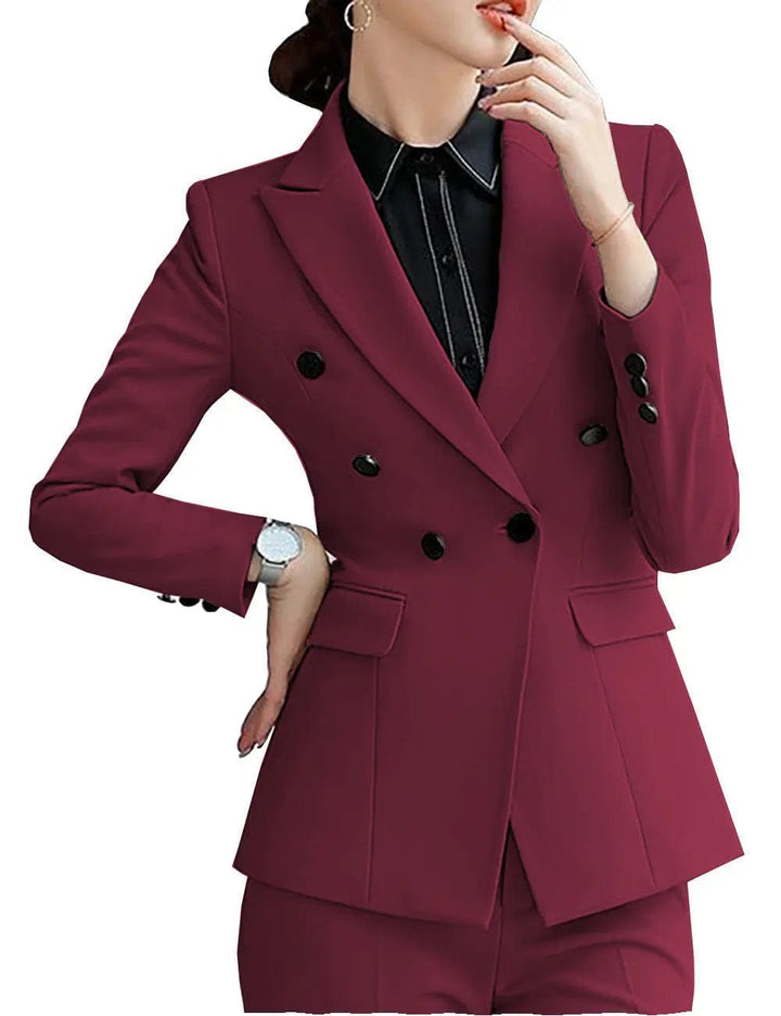 solovedress 2 Pieces Women Suit Peak Lapel Double Buttons