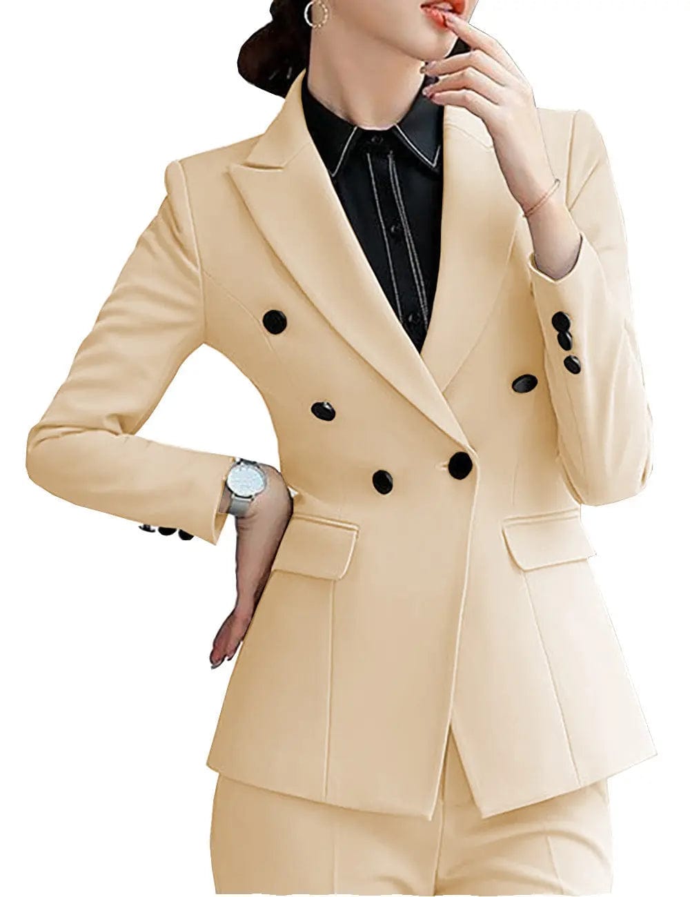 solovedress 2 Pieces Women Suit Peak Lapel Double Buttons