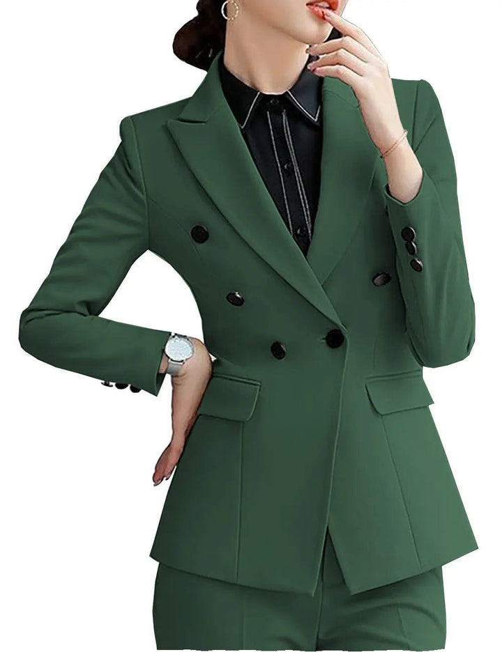 solovedress 2 Pieces Women Suit Peak Lapel Double Buttons