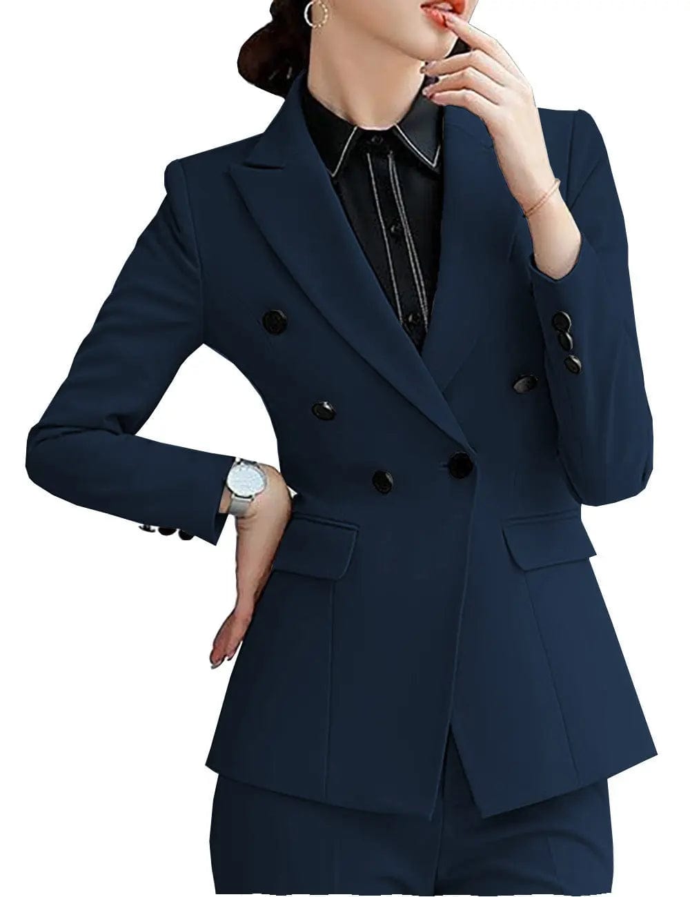 solovedress 2 Pieces Women Suit Peak Lapel Double Buttons