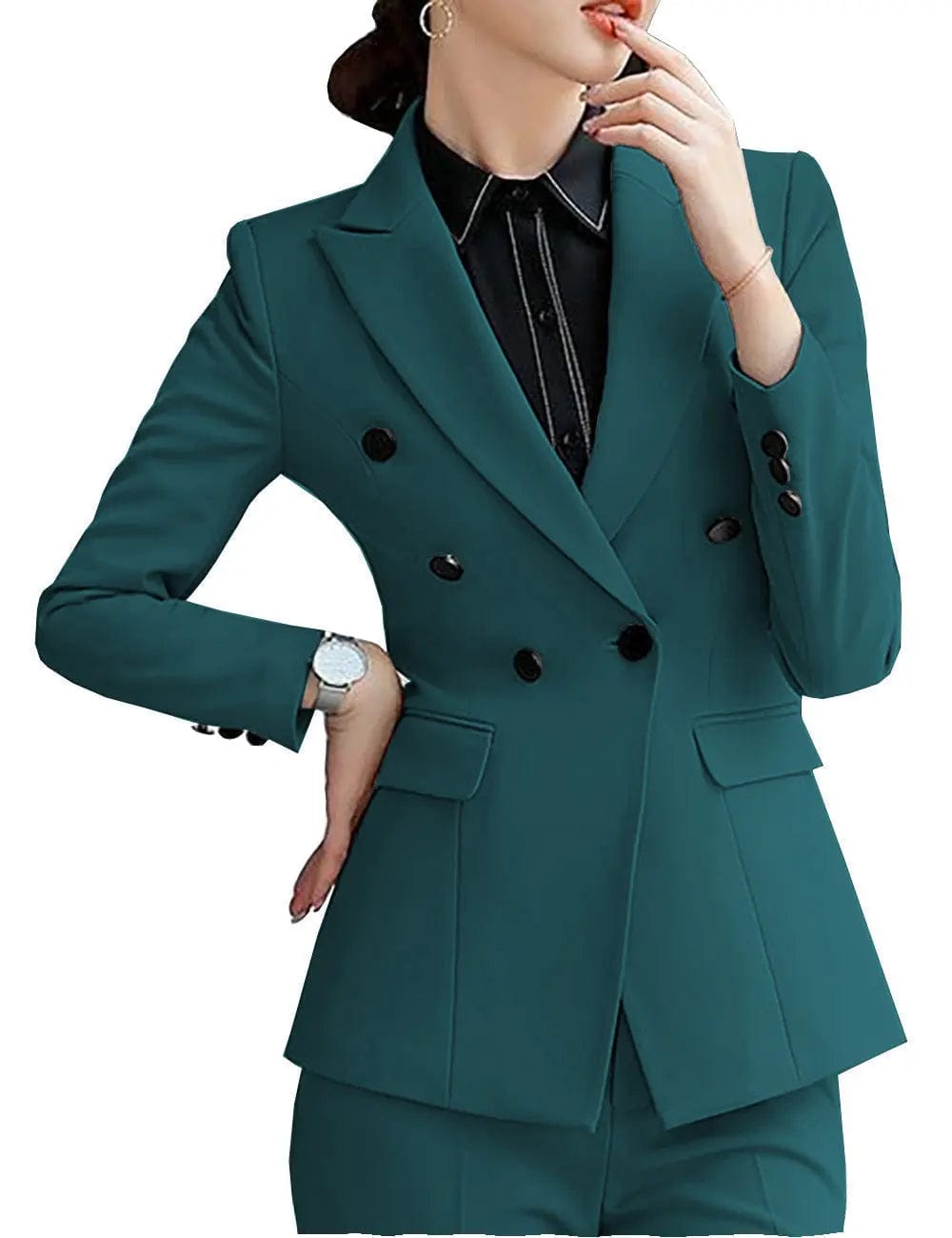 solovedress 2 Pieces Women Suit Peak Lapel Double Buttons