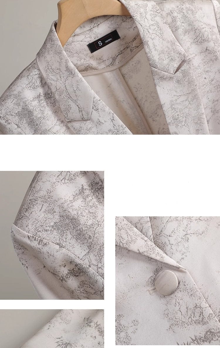 solovedress 2025 Spring Summer New Printed Three Quarter Sleeve Single Button Casual Ladies Suit