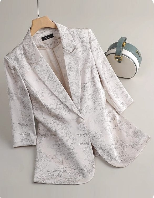 solovedress 2025 Spring Summer New Printed Three Quarter Sleeve Single Button Casual Ladies Suit