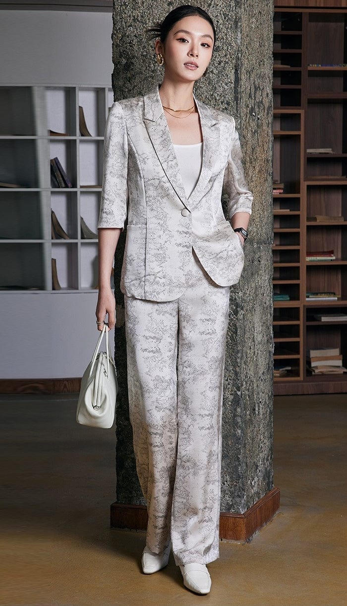 solovedress 2025 Spring Summer New Printed Three Quarter Sleeve Single Button Casual Ladies Suit