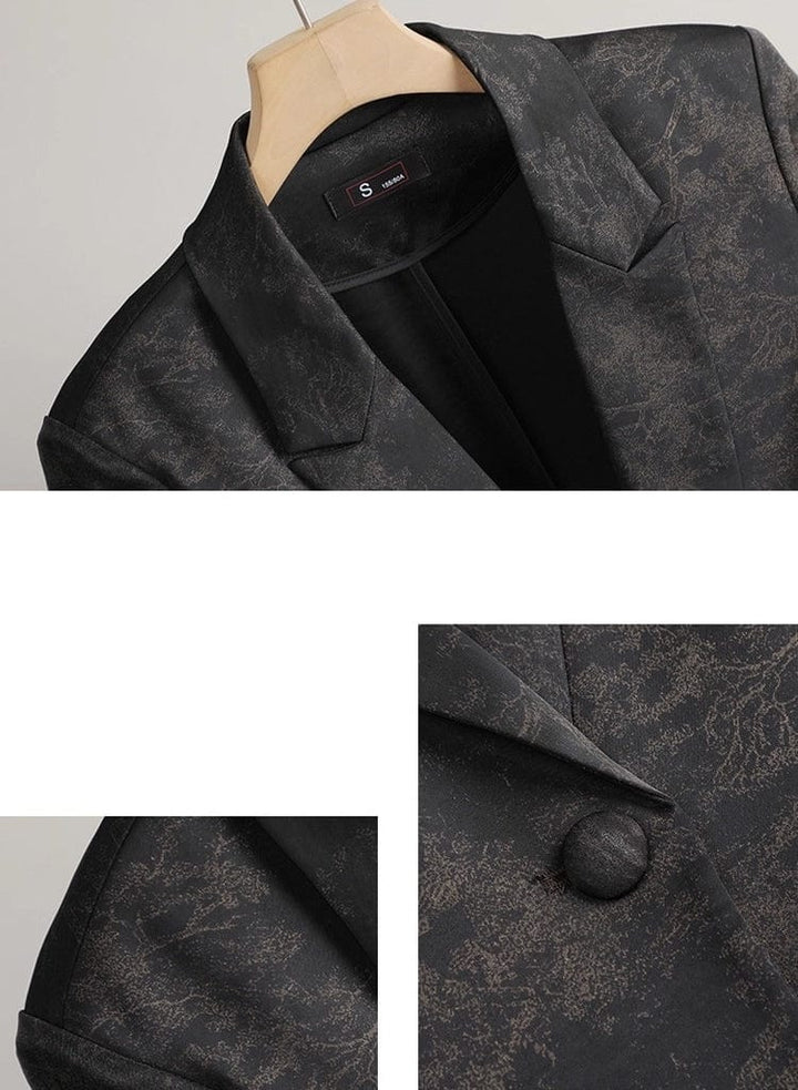 solovedress 2025 Spring Summer New Printed Three Quarter Sleeve Single Button Casual Ladies Suit