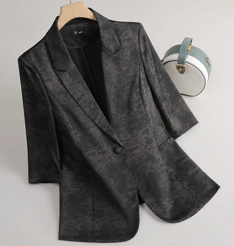 solovedress 2025 Spring Summer New Printed Three Quarter Sleeve Single Button Casual Ladies Suit