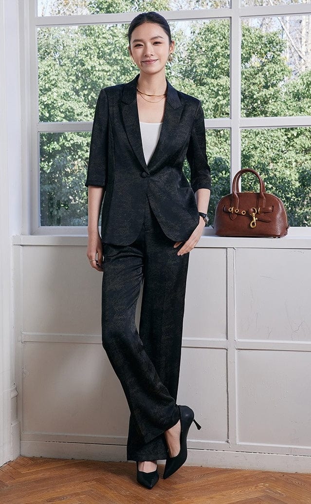 solovedress 2025 Spring Summer New Printed Three Quarter Sleeve Single Button Casual Ladies Suit