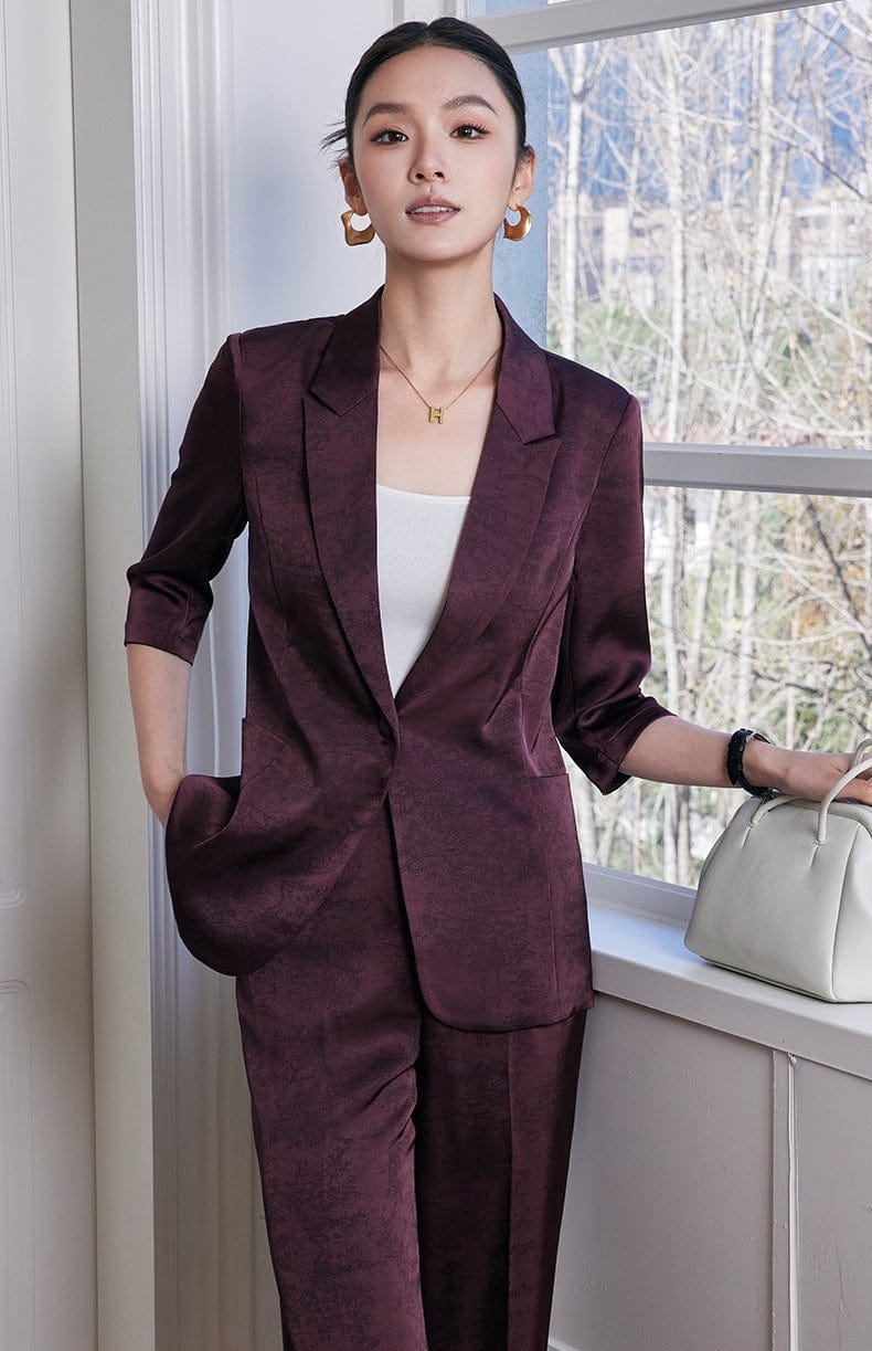 solovedress 2025 Spring Summer New Printed Three Quarter Sleeve Single Button Casual Ladies Suit