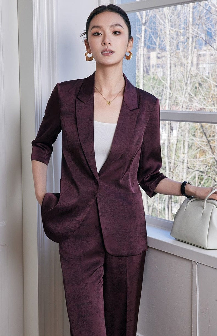 solovedress 2025 Spring Summer New Printed Three Quarter Sleeve Single Button Casual Ladies Suit