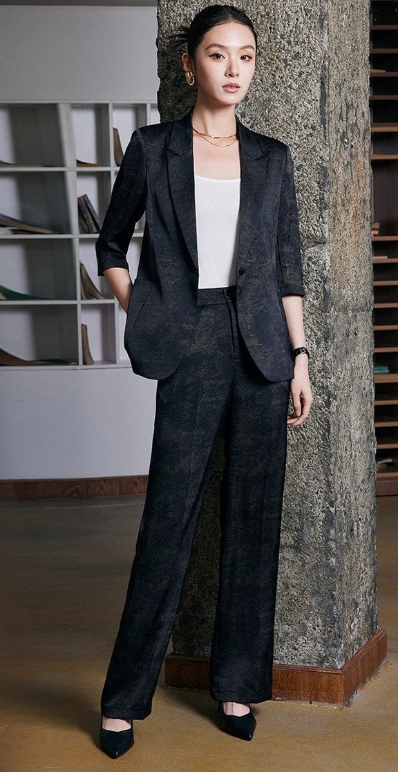 solovedress 2025 Spring Summer New Printed Three Quarter Sleeve Single Button Casual Ladies Suit